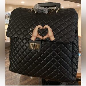 EUC Elegant Black Quilted Women's Carry On Travel Bag